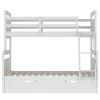 Twin over Full Bunk Bed with Ladder, Two Storage Drawers, Safety Guardrail