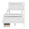 Twin over Full Bunk Bed with Ladder, Two Storage Drawers, Safety Guardrail