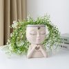 1pc Figure Flower Pot; Women Face Statue Vase Planter Ornaments; For Indoor Outdoor Home Decor Garden Patio (4.7*7.3*3.4in)