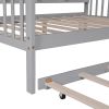Wooden Full Size House Bed with Trundle,Kids Bed with Shelf