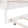 Wooden Full Size House Bed with Trundle,Kids Bed with Shelf