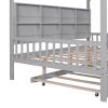 Wooden Full Size House Bed with Trundle,Kids Bed with Shelf