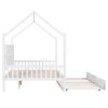 Wooden Full Size House Bed with Trundle,Kids Bed with Shelf