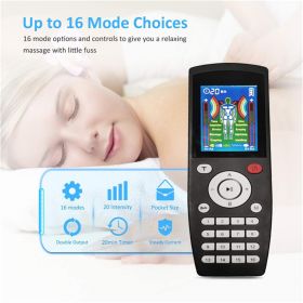 TENS 16 Modes Color Screen Digital Meridian Massager EMS Pulse Physiotherapy (Option: White-UK)