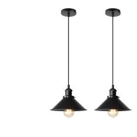 American Style Antique Iron Pot Cover Industrial Style Restaurant Chandelier (Option: Black 22cm-2PCS)